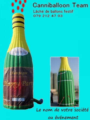Bouteille de Champagne pour lâché de ballons (par le goulot) Env.7 m haut